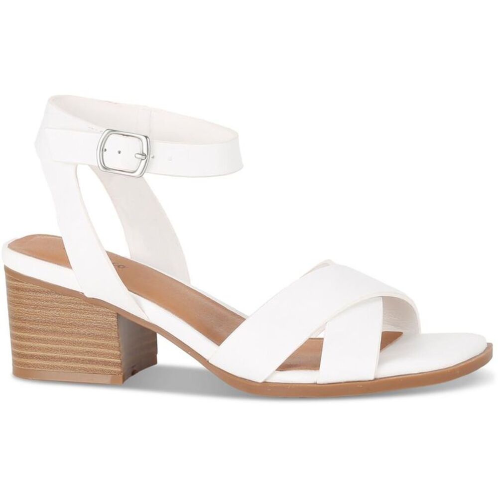 Style & Co. Womens SHELBYY White Ankle strap Dressy Block Heel Shoes NWT